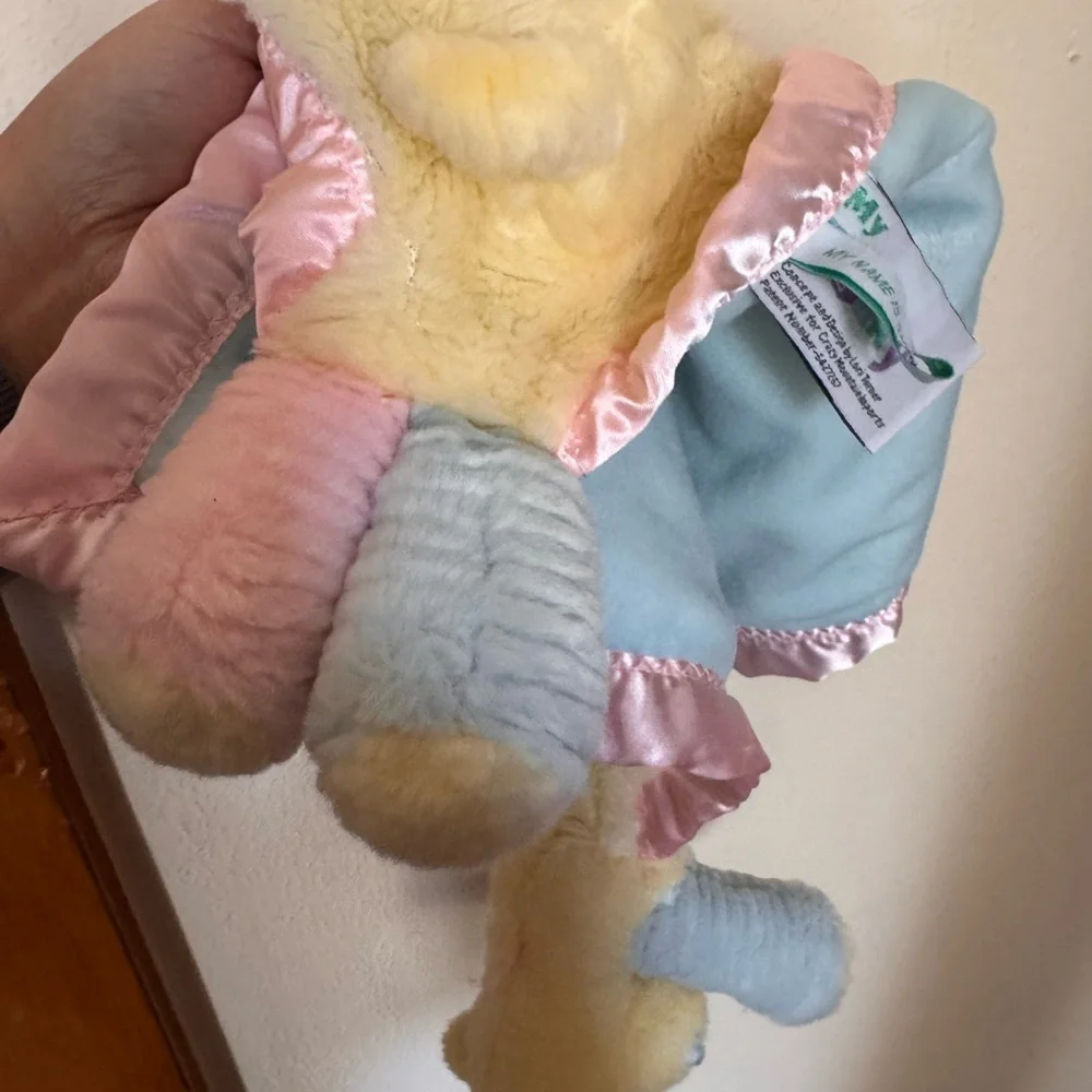 Vintage Sheila My Banky Hippo Security Blanket Lovey plush Pastel NWOT pink blue - Picture 5 of 6